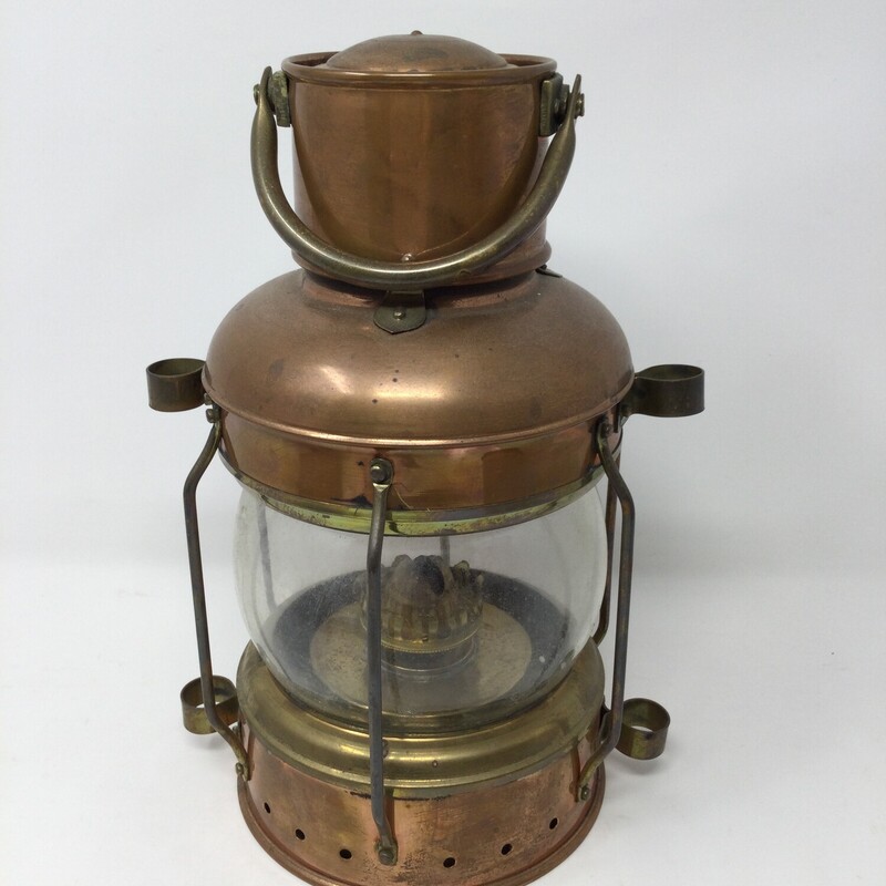 Vintage Maritime Oil Lantern,
Copper/Brass,
Size: 10.5 X 7 In