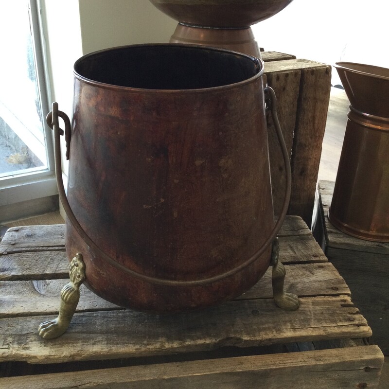 Copper & Brass Planter With Claw Feet,
Copper/Brass,
Size: 11 X 10 In