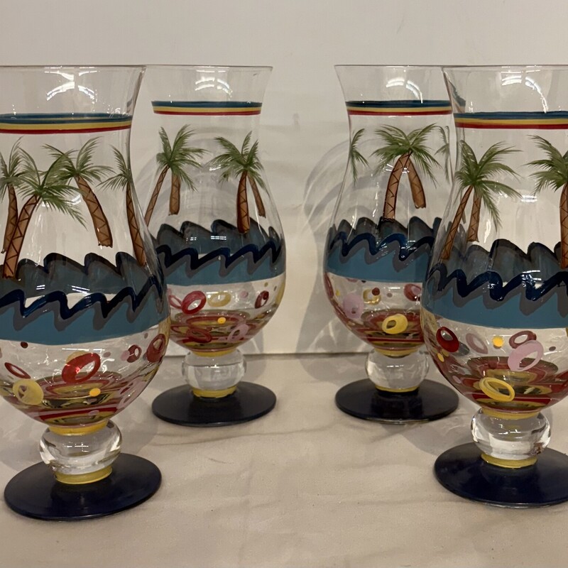 4 Palm Tree Paint Glasses