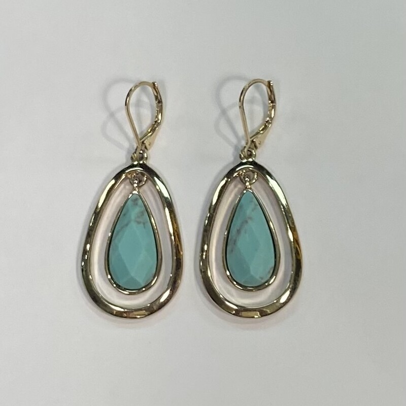 Gold/turq Tear Earrings