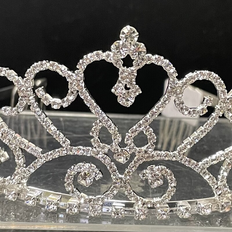 Tiara - Jeweled Crown #6, Silver, Size: Headband