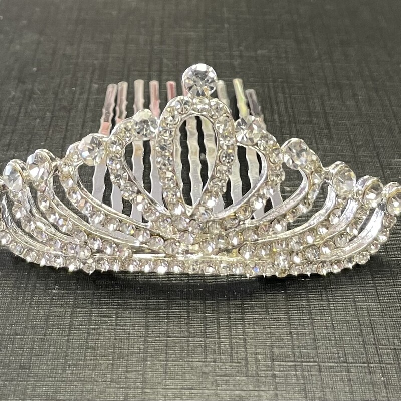 Tiara - Jeweled #11, Silver, Size: Hair Clip