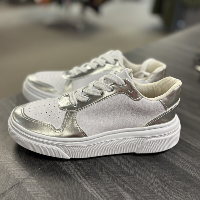 Pink Lily White & Silver Sneakers, Size: 8
