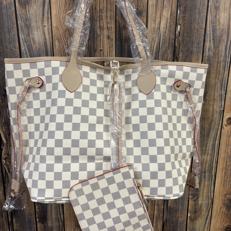 White Checkered Designer Bag