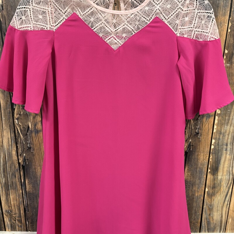 Pink Upper Lace Dress, Size: Medium