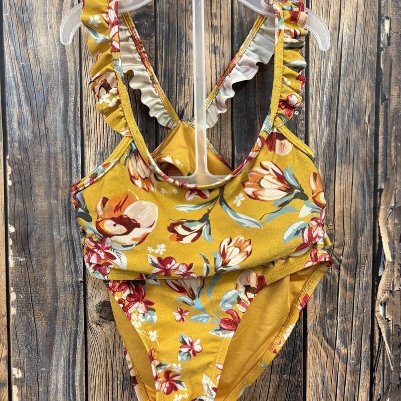 Yellow Flower Swim Suit, Size: 7/8