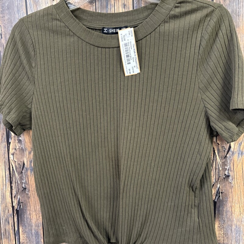 Olive Tie Front Shirt, Size: M