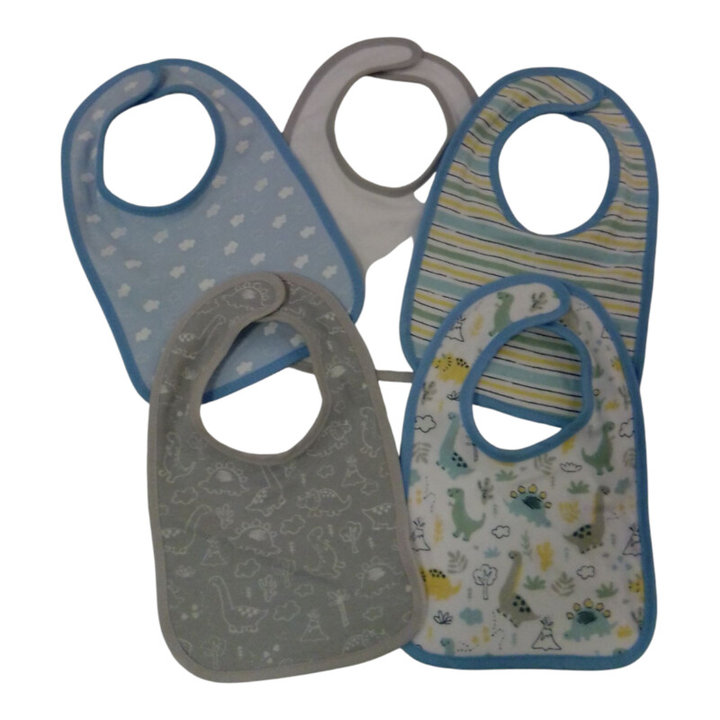 5pc Bibs Blue/Gray Dinos
