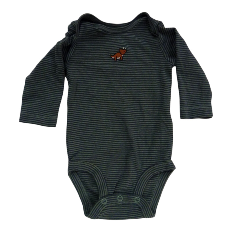 LS Onesie: Green Stripes
