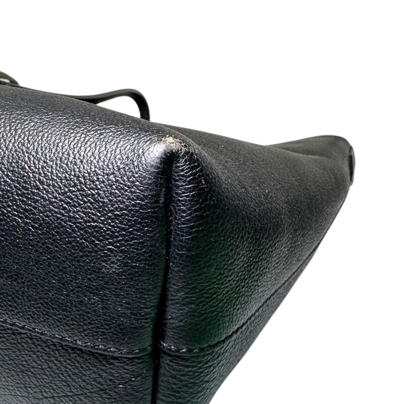 Balmain Black Logo  Leather Tote<br />
<br />
Dimensions: 16 L x 11 H inches<br />
<br />
In good condition. Corner wear and interior stains.<br />
<br />
Does not come with original dust bag or box.