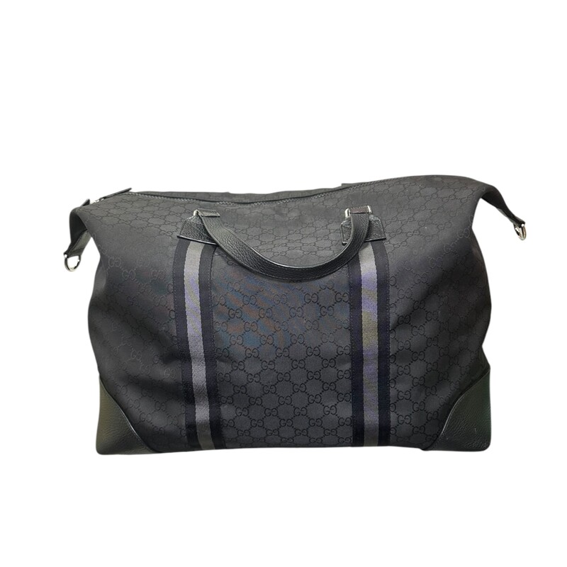 Gucci Nylon Boston Black Duffle<br />
<br />
Style Code: 449180 493075<br />
<br />
Dimensions:L: 20 x H: 13x D: 10 inches<br />
                         Handle Drop: 6 inches<br />
<br />
In very good condition. Some corner wear and some minor marks throughout the bag. Does not come with the long strap.<br />
<br />
Does not come with the original dust bag or box.