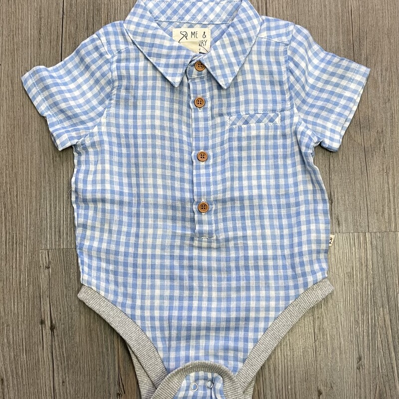 Me & Henry Woven Onesie, Blue Plaid, Size: 12-18M
NEW