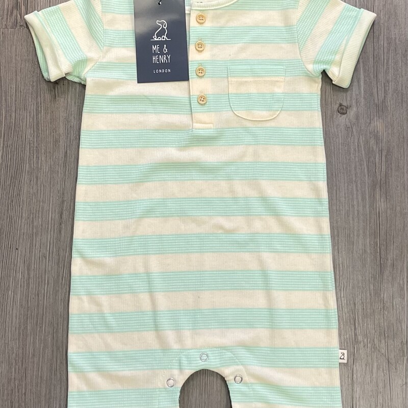 Me & Henry Romper, Green/yellow Stripe, Size: 12-18M
NEW