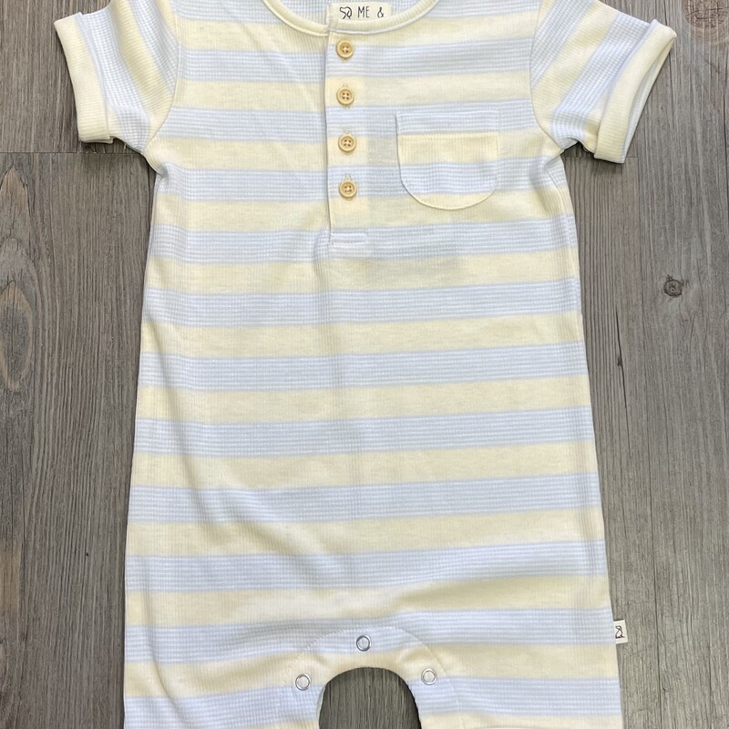 Me & Henry Romper, Blue/Cream Stripe, Size: 12-18M
NEW