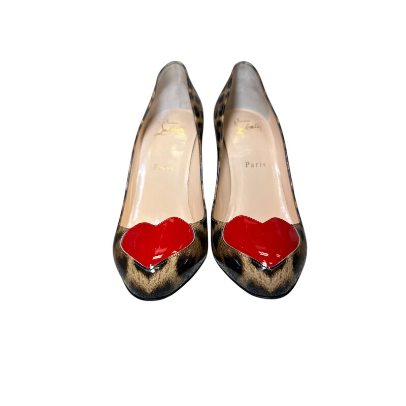 Louboutin Leopard Heart Heels<br />
<br />
Size 37.5<br />
<br />
In very good condition. Some wear of bottoms.<br />
<br />
Comes with original dust bag and box.