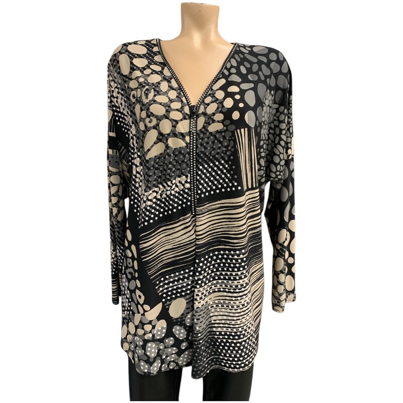 Joseph Ribkoff Top S18, Blk/whit, Size: XL
