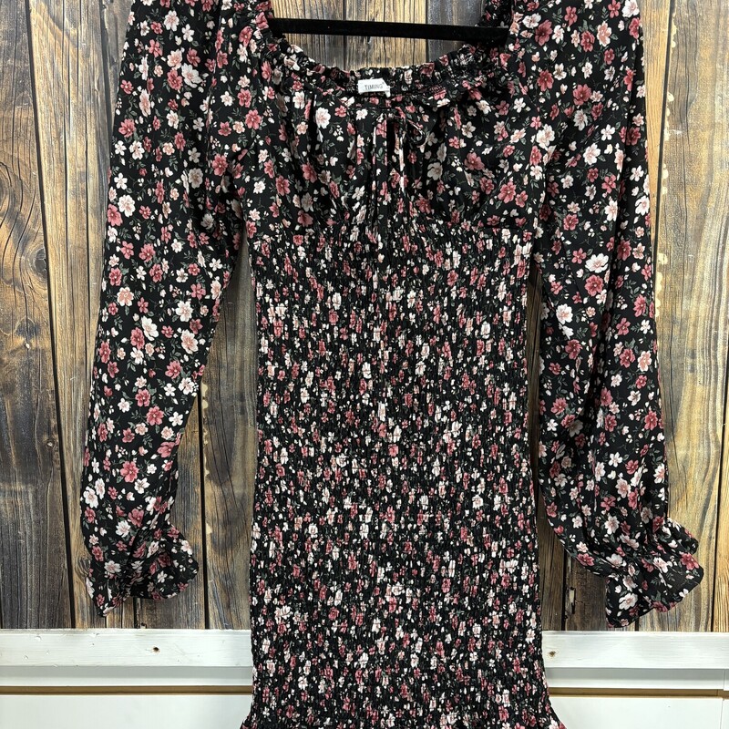 Black Floral Sheer Dress, Size: S