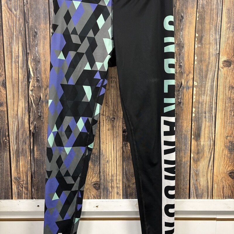 Black & Teal UA Leggings, Size: S