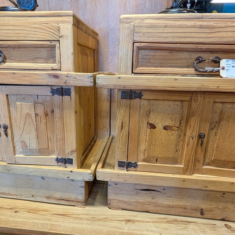 Rustic Pine Side PAIR, 2 Door, Drawer
29 x 17 x 30h