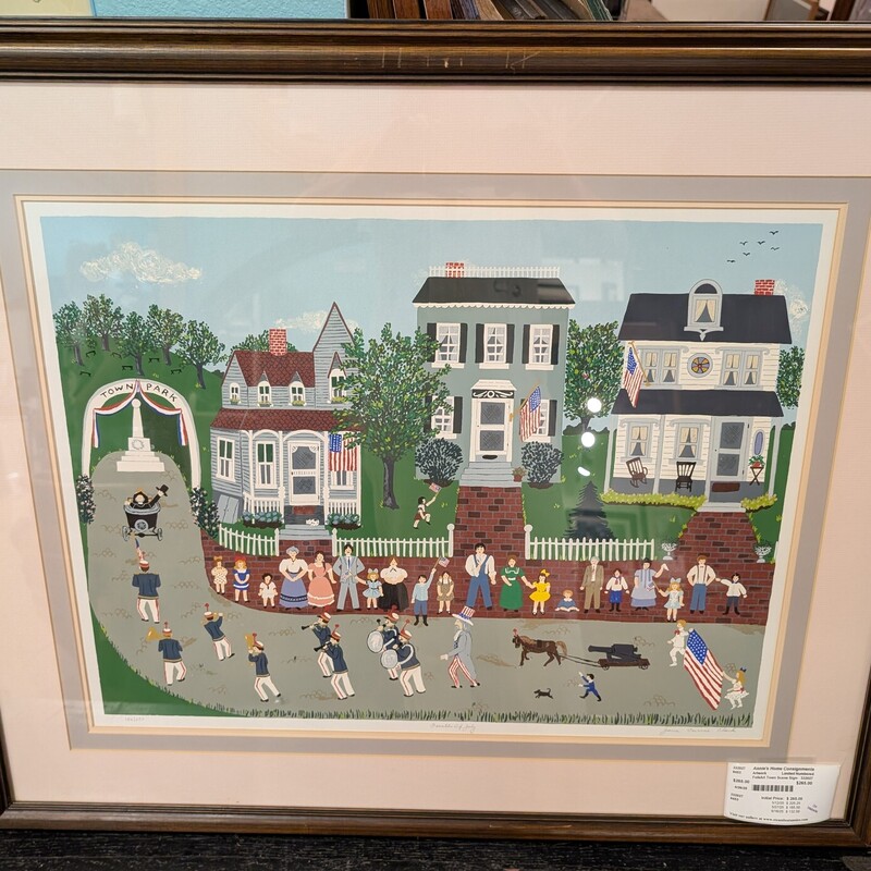 FolkArt Town Scene Signed, Limited, Numbered
35 x 27h
