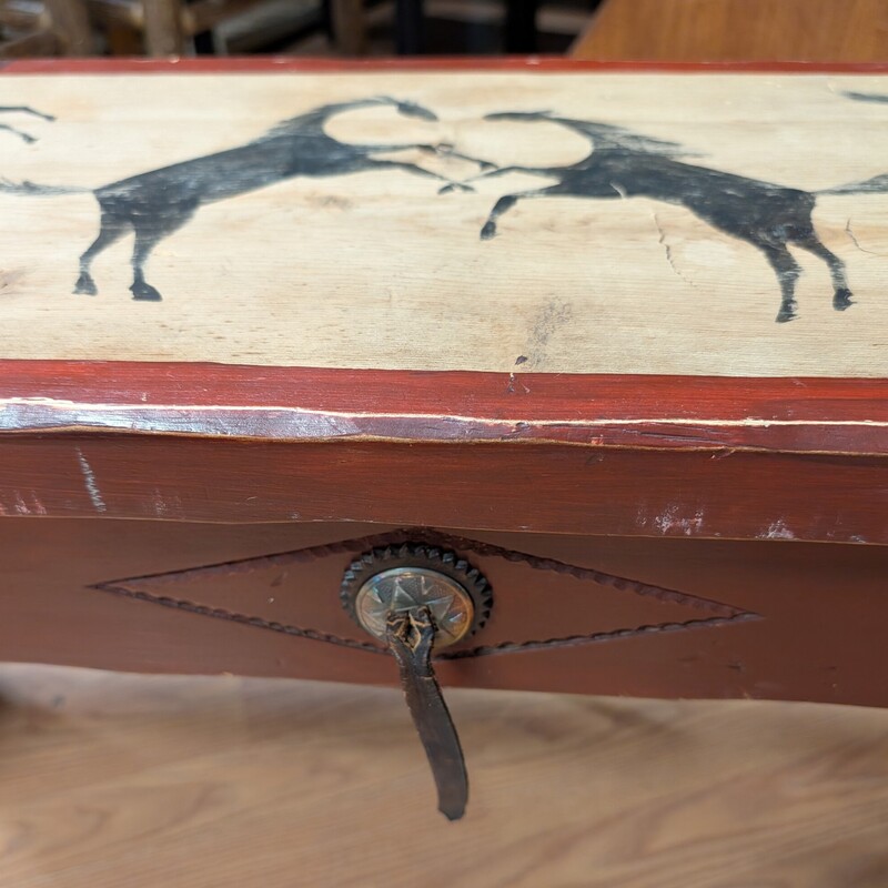 Bench Horseshoes Horses, Red, Pine<br />
40 x 11 x 17.5h