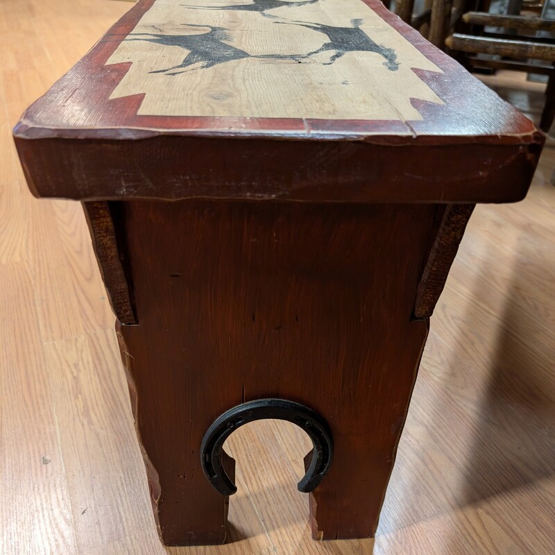 Bench Horseshoes Horses, Red, Pine<br />
40 x 11 x 17.5h