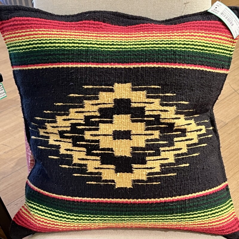 Pillow Old Saltillo, Blk/Tan, Size: 20 Sq