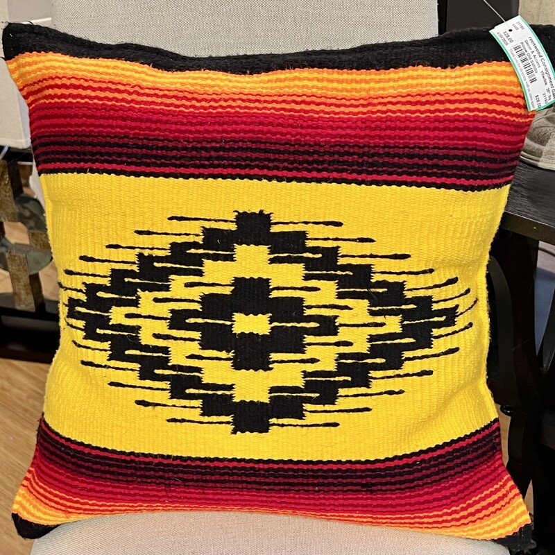 Pillow Old Saltillo, Yllw/blk, Size: 20 Sq