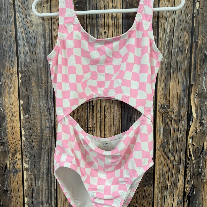 Neon Pink & White Swimsuit, Size: 6/7