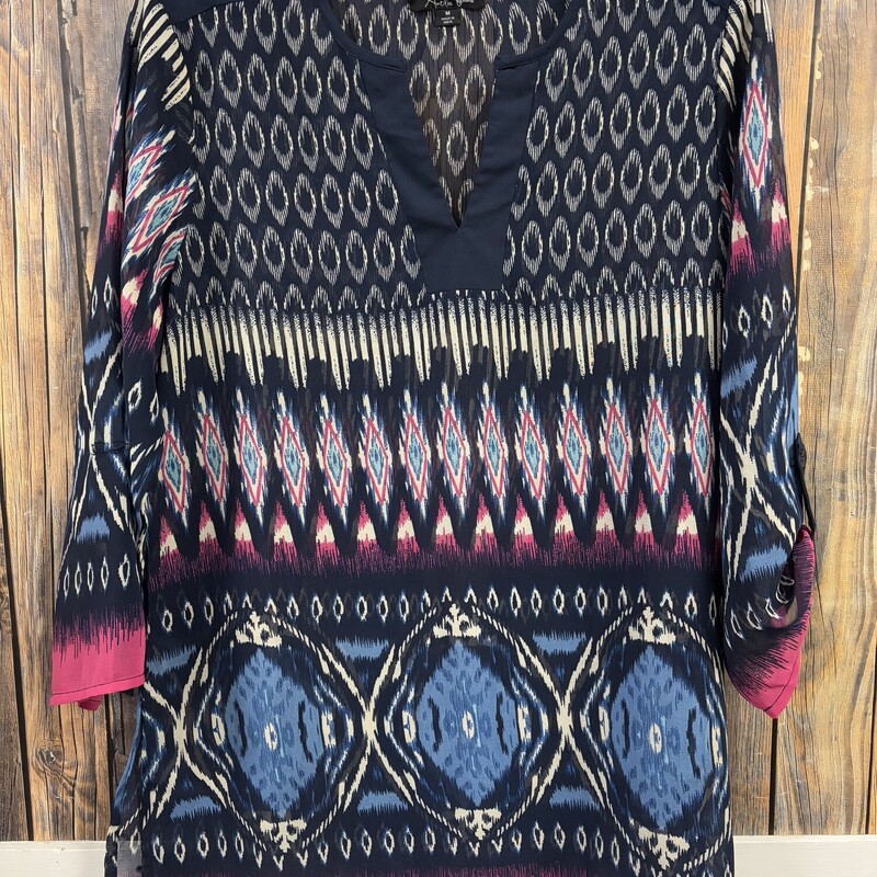 Sheer Navy Pink Top, Size: M