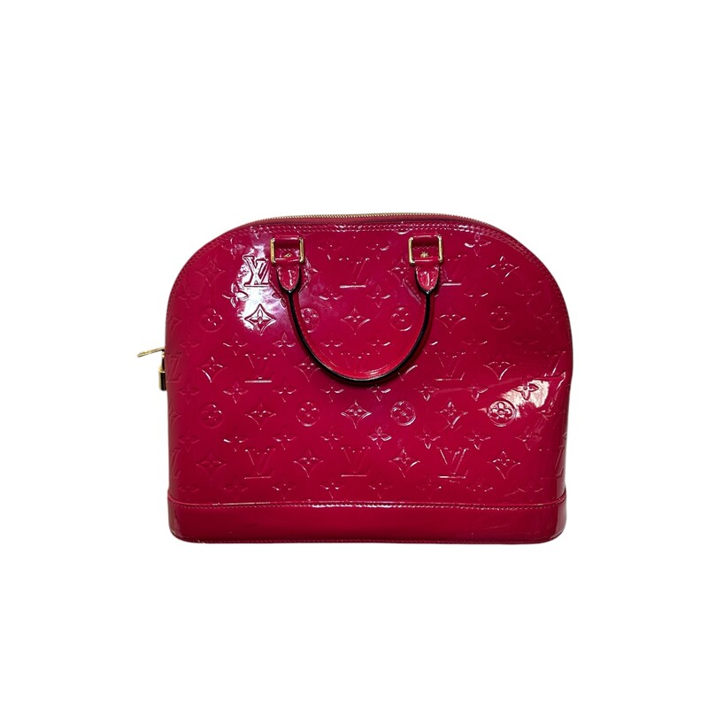 Louis Vuitton Alma Vernis Pink Patent  Handbag with Lock. No key.

Date Code:SD1114

Dimensions:

In very good condition. A minor scuff towards the base. Some marks on bottom of the bag.

Does not come with original dust bag or box.