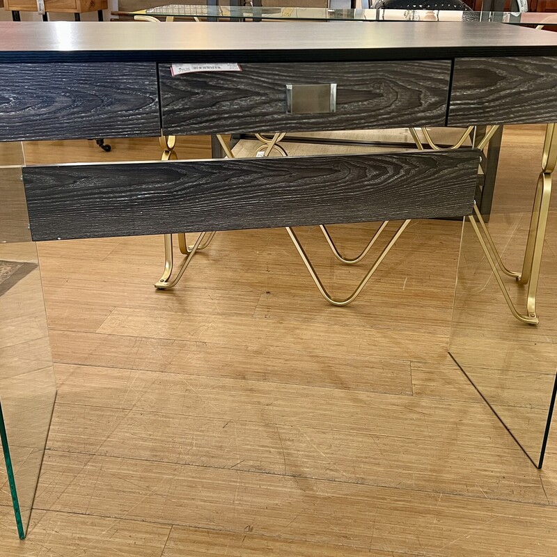 Desk Plexiglas Sides, Wood, Size: 36x16x30
