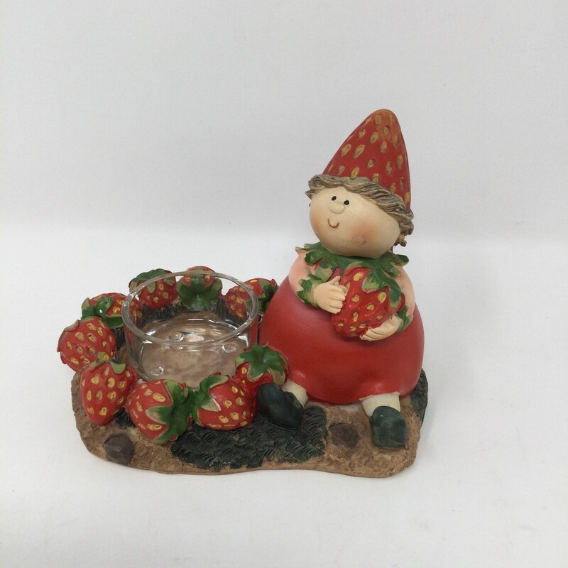 Strawberry Tealight Holder,
Red/Green,
Size: 5 X 4 In