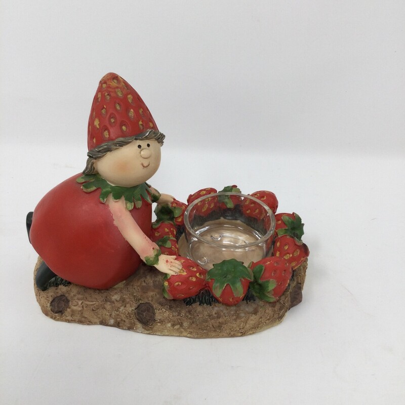 Strawberry Tealight Holder,
Red/Green,
Size: 5 X 4 In
