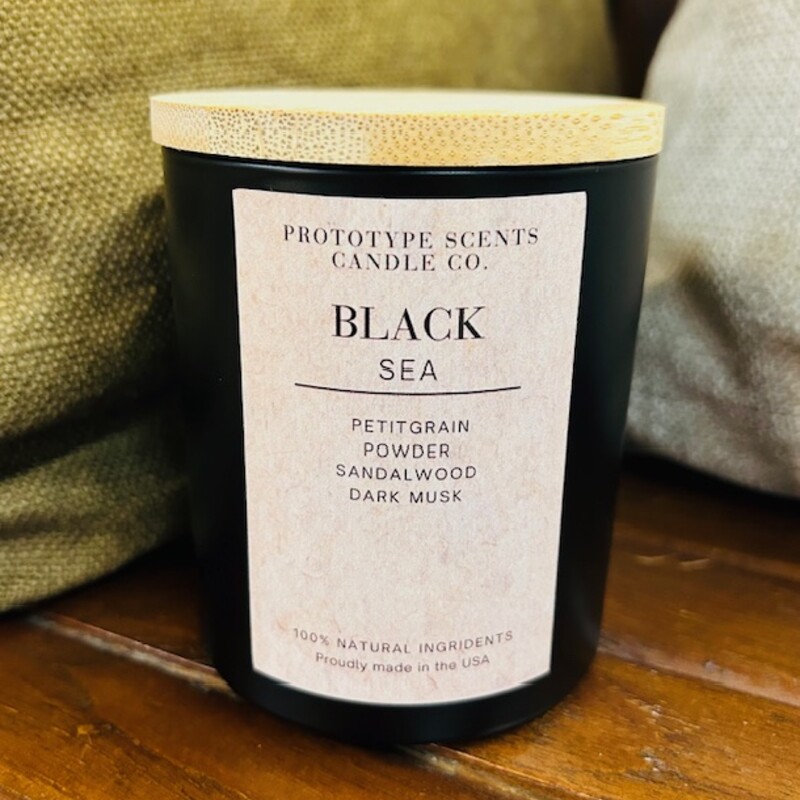 Prototype Scents Black Sea Candle
Black Glass Jar Tan Wood Lid
Size: 8 oz
Soy Based Handcrafted in Cleveland OH