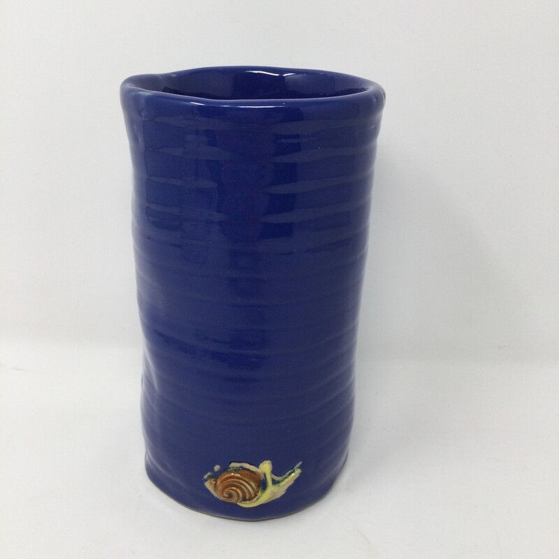 Snail Pottery Vase,
Blue/Red/Yellow,
Size: 6 X 3.5 In