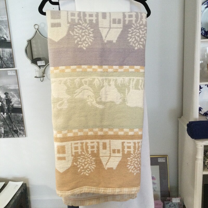 Cotton Throw Barnyard Motif,
Pastels