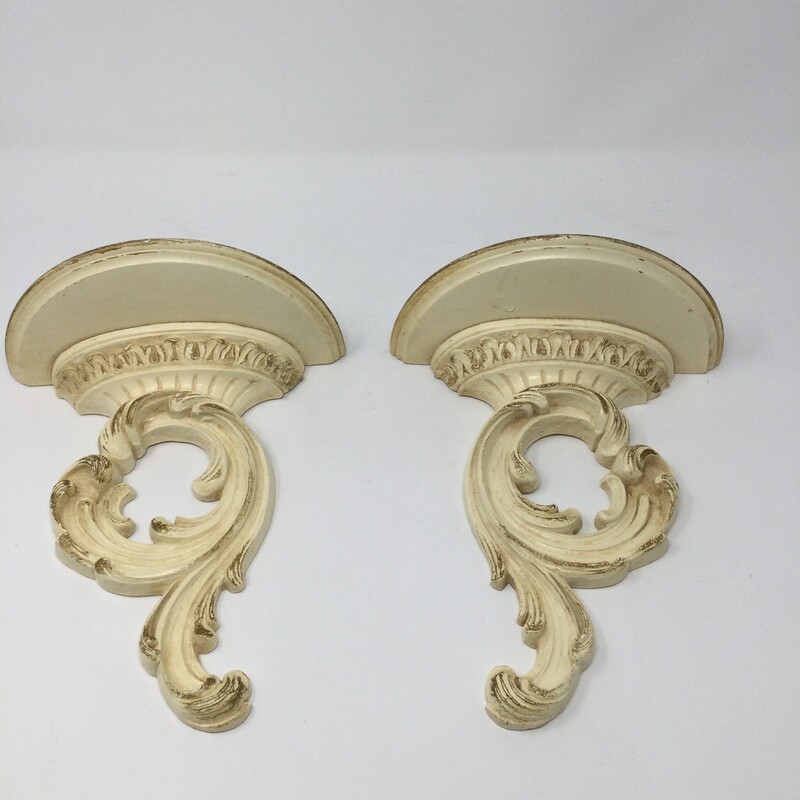 French Country Wall Shelves,
Cream,
Size: Set Of 2
