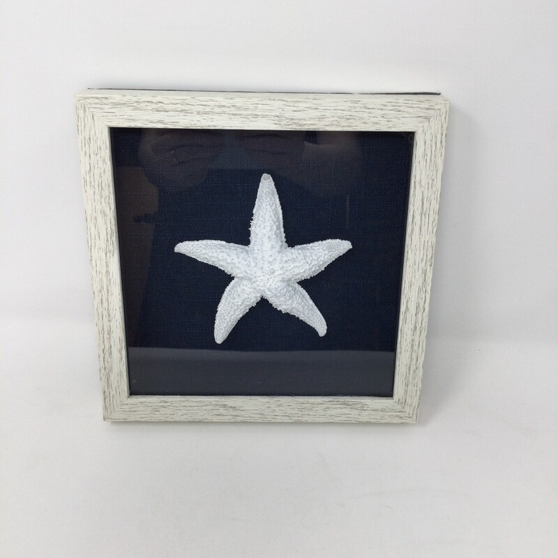 Framed Star Fish,
White/Blue,
Size: 9 X 9 In