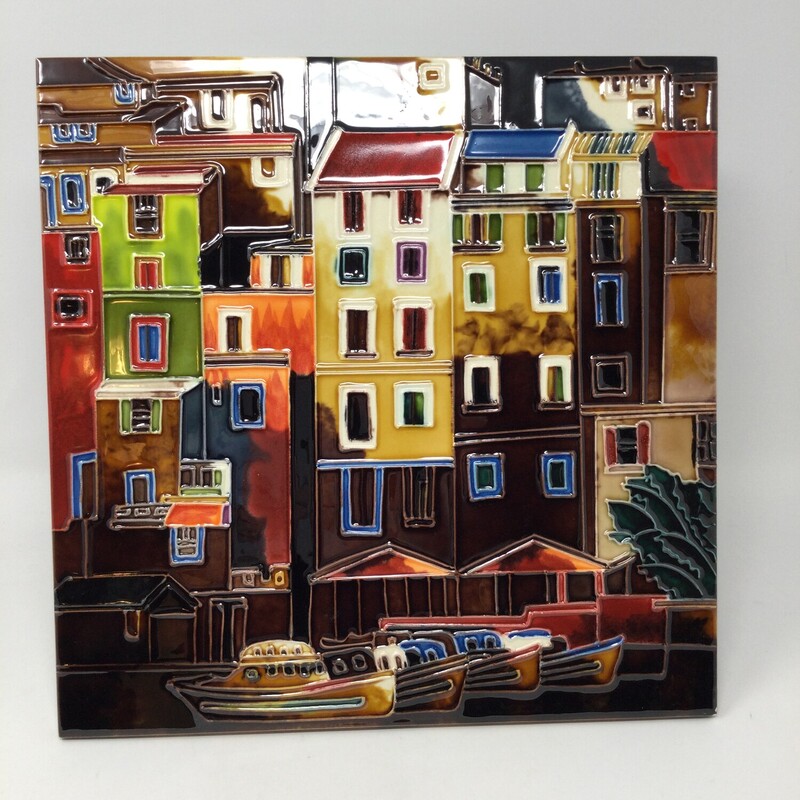 Ceramic Venice Street Scene,
Multi,
Size: 11.75 X 11.75 In