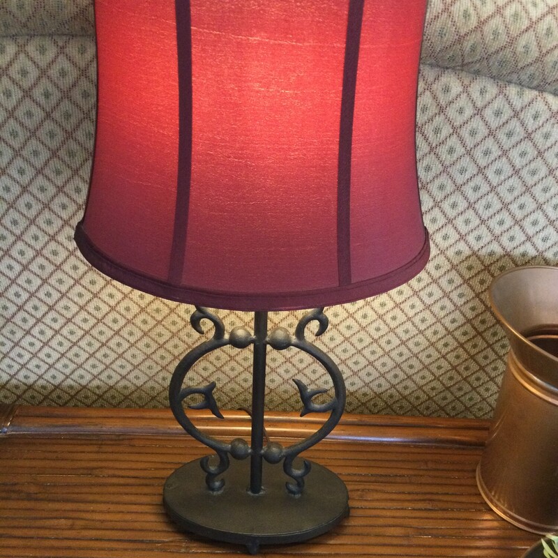 Metal Lamp With Burgundy
