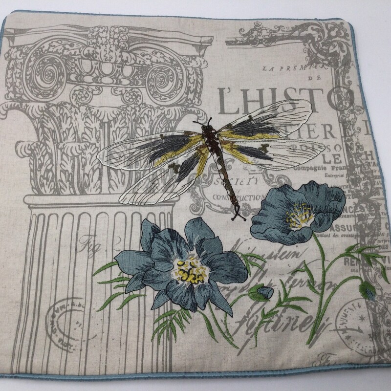 Dragonfly & Flowers Cushion Cover,
Multi,
Size: 17 X 17 In