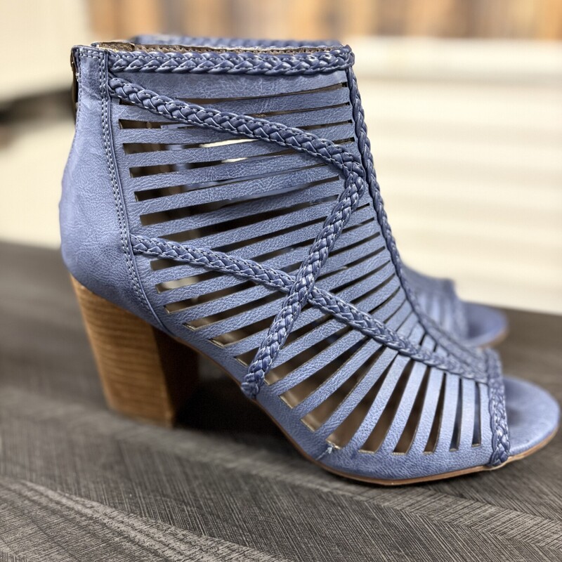 Blue Wedge Boot Sandals, Size: 9