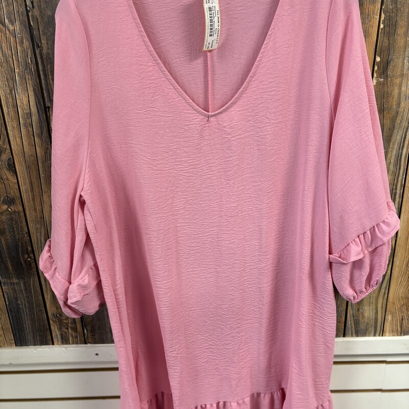 Pink Ruffle Sleeve Dress, Size: L