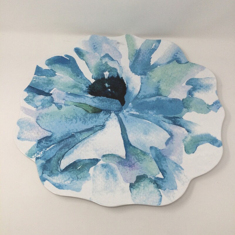 Outdoor Flower Platter,
Blue/White,
Size: 16 In