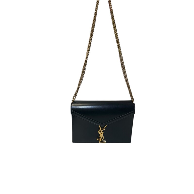 YSL Cassandra Smooth Calf Leather  Black Rivet Chain<br />
Bag<br />
<br />
Style Code: MAL 532750.1118<br />
<br />
Dimensions: 8L X 6 H inches<br />
<br />
In very good condition. Some scratching of the leather near the logo. Some scratching on hardware.<br />
<br />
Comes with original dust bag and box.