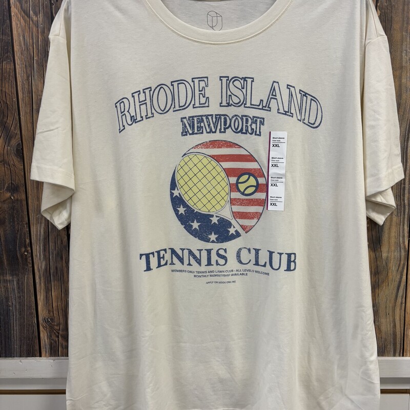 NWT Cream Tennis Club Top, Size: 2X