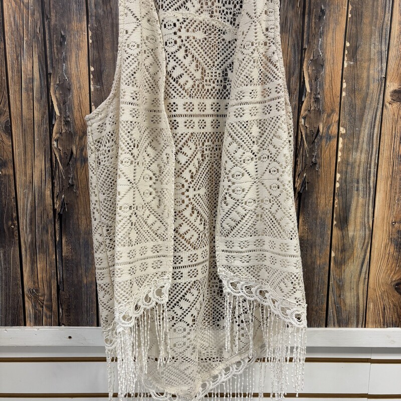 Cream Lace Over Shirt, Size: M