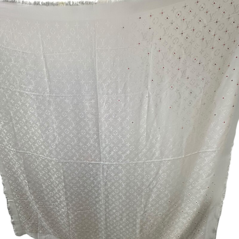 Louis Vuitton Poppygram Polk Dot Scarf<br />
<br />
Style Code: M76153<br />
<br />
Dimensions: 56 L x 27 W inches<br />
<br />
In very good condition.<br />
<br />
Does  come with original box.