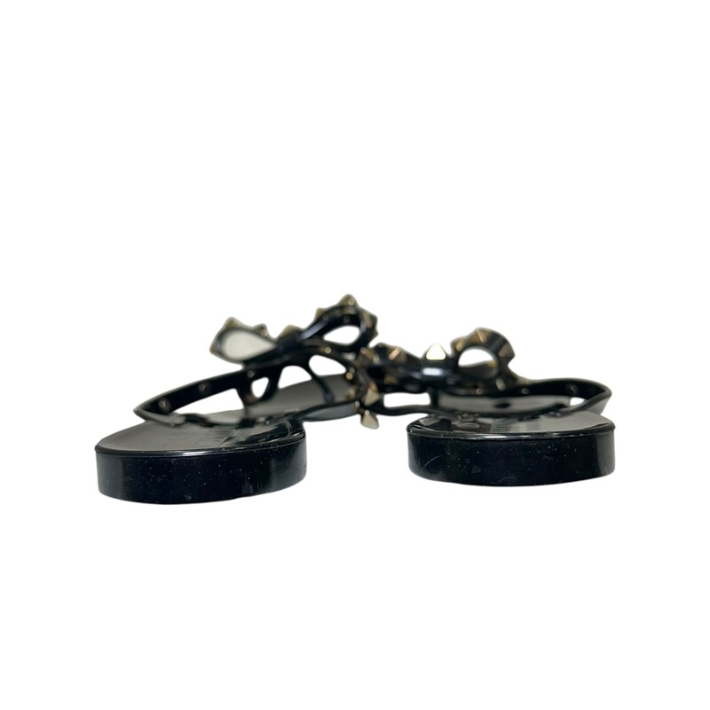 Valentino Rockstud Bow Black Sandals<br />
<br />
Size: 38<br />
<br />
Some minor scratches on hardware.<br />
<br />
Does not come with original dust bag or box.